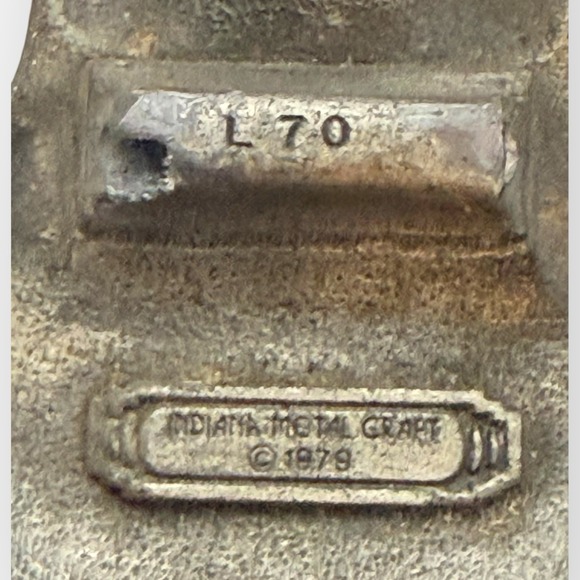 Incomplete Vintage Acoustic Guitar Belt Buckle 1979 Indiana Metal Craft Pewter L - Picture 5 of 5